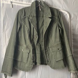 Free People Ruffle Back Twill Jacket